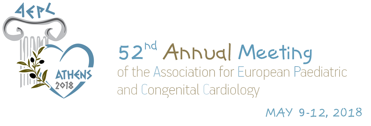 52nd Annual Meeting of the Association for European Paediatric and Congenital Cardiology, Athens 9-12 May 2018