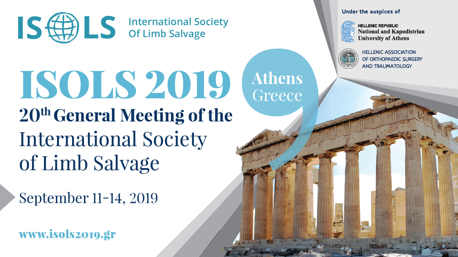 ISOLS 2019 – 20th General Meeting of the International Society of Limb Salvage, Athens 11-14 September 2019