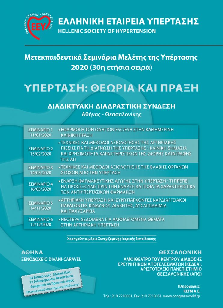 Ετήσια Σεμινάρια Μελέτης Της Υπέρτασης 2020