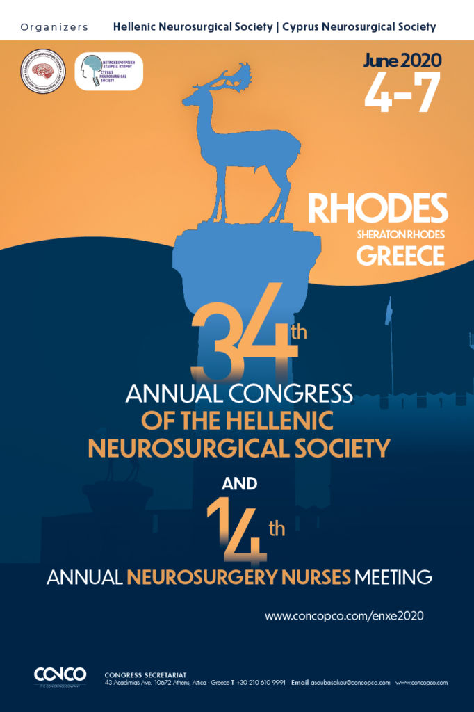 34th Annual Congress of the Hellenic Neurosurgical Society & 14th Annual Neurosurgery Nurses Meeting, Ρόδος 4 – 7 Ιουνίου 2020